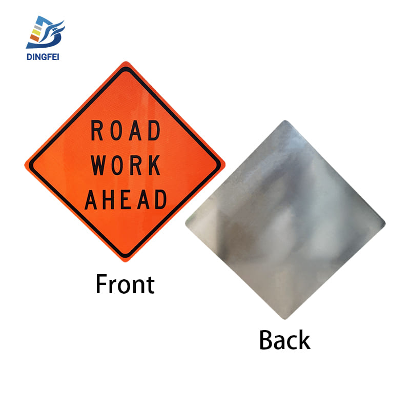 Aluminum Diamond Grade Reflective Road Work Ahead Signs - 